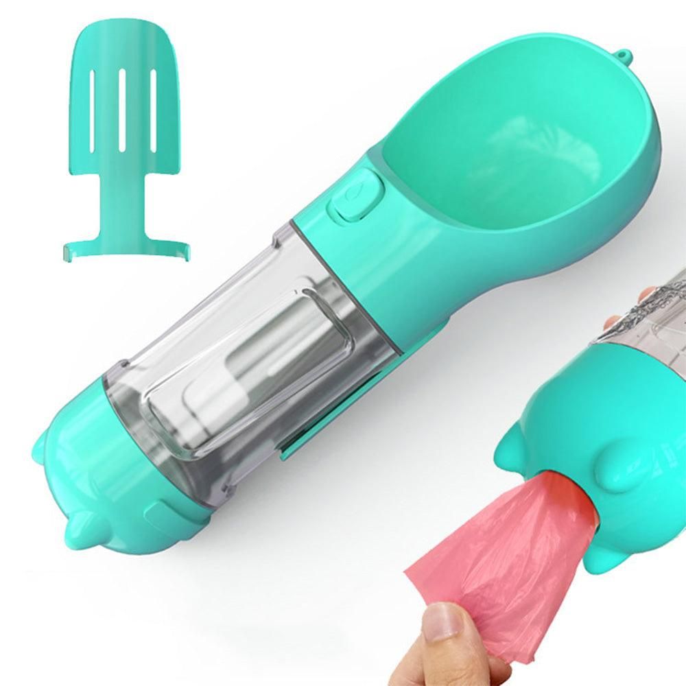4 in 1 Pet Feeder Dog Cat Puppy Water Bottle Cup Travel Pooper Scooper Outdoor Blue 300ml - Image 3