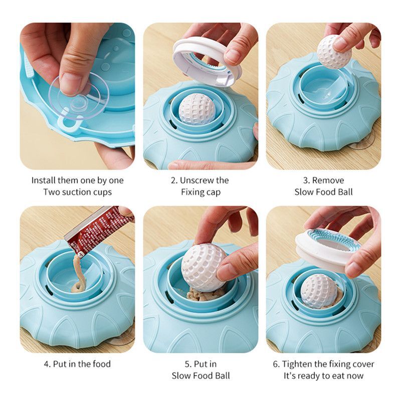 Slow Feeder Bowl for Pets, Non-Slip Puzzle Feeder for Cats and Dogs - Blue - Image 9