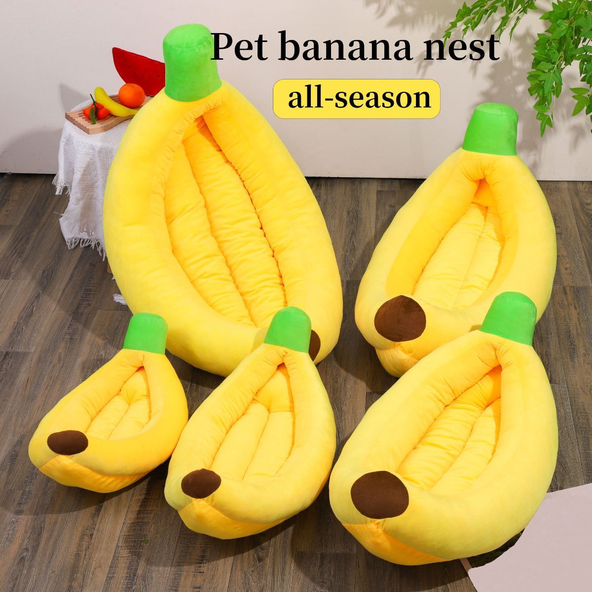 Banana-Shaped Pet Bed Removable Washable Pet Bed Small Medium Dog Bed Cat Bed - Pink - Size 105-50CM - Image 6