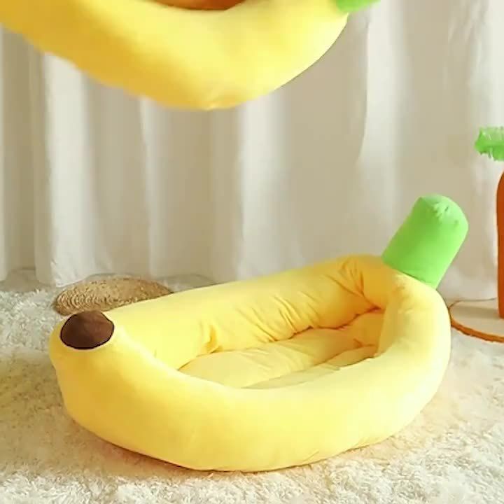 Banana-Shaped Pet Bed Removable Washable Pet Bed Small Medium Dog Bed Cat Bed - Pink - Size 105-50CM - Image 8