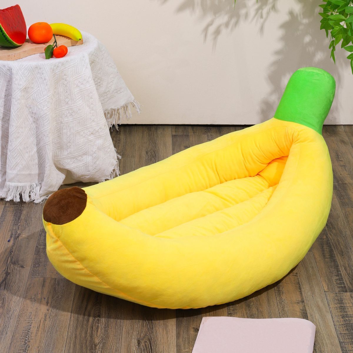 Banana-Shaped Pet Bed Removable Washable Pet Bed Small Medium Dog Bed Cat Bed - Pink - Size 50-30CM - Image 2