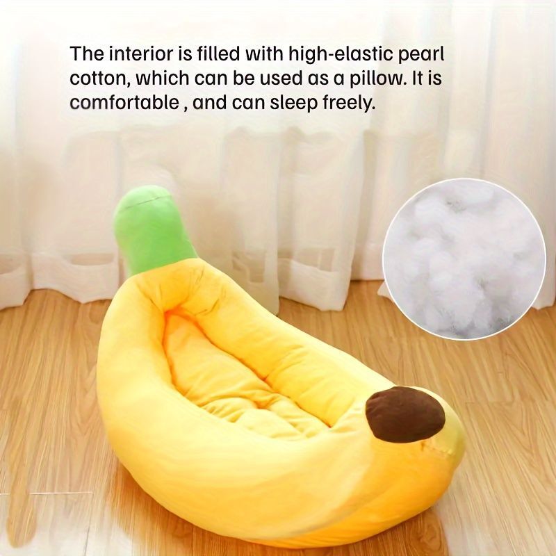 Banana-Shaped Pet Bed Removable Washable Pet Bed Small Medium Dog Bed Cat Bed - Pink - Size 50-30CM - Image 4