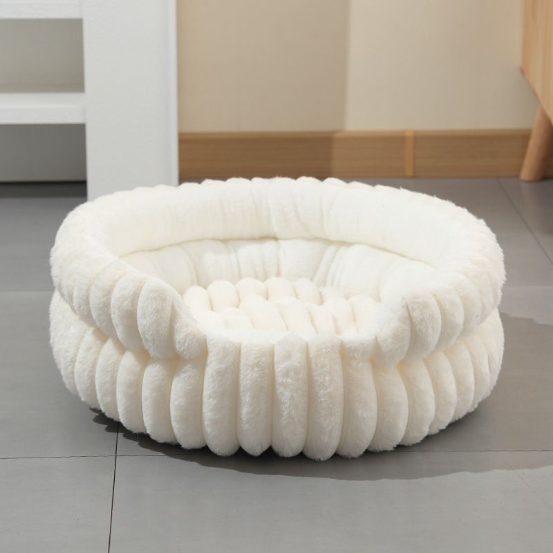 Plush Round Bed - Grey, Size S: 40×40×15cm - Image 4