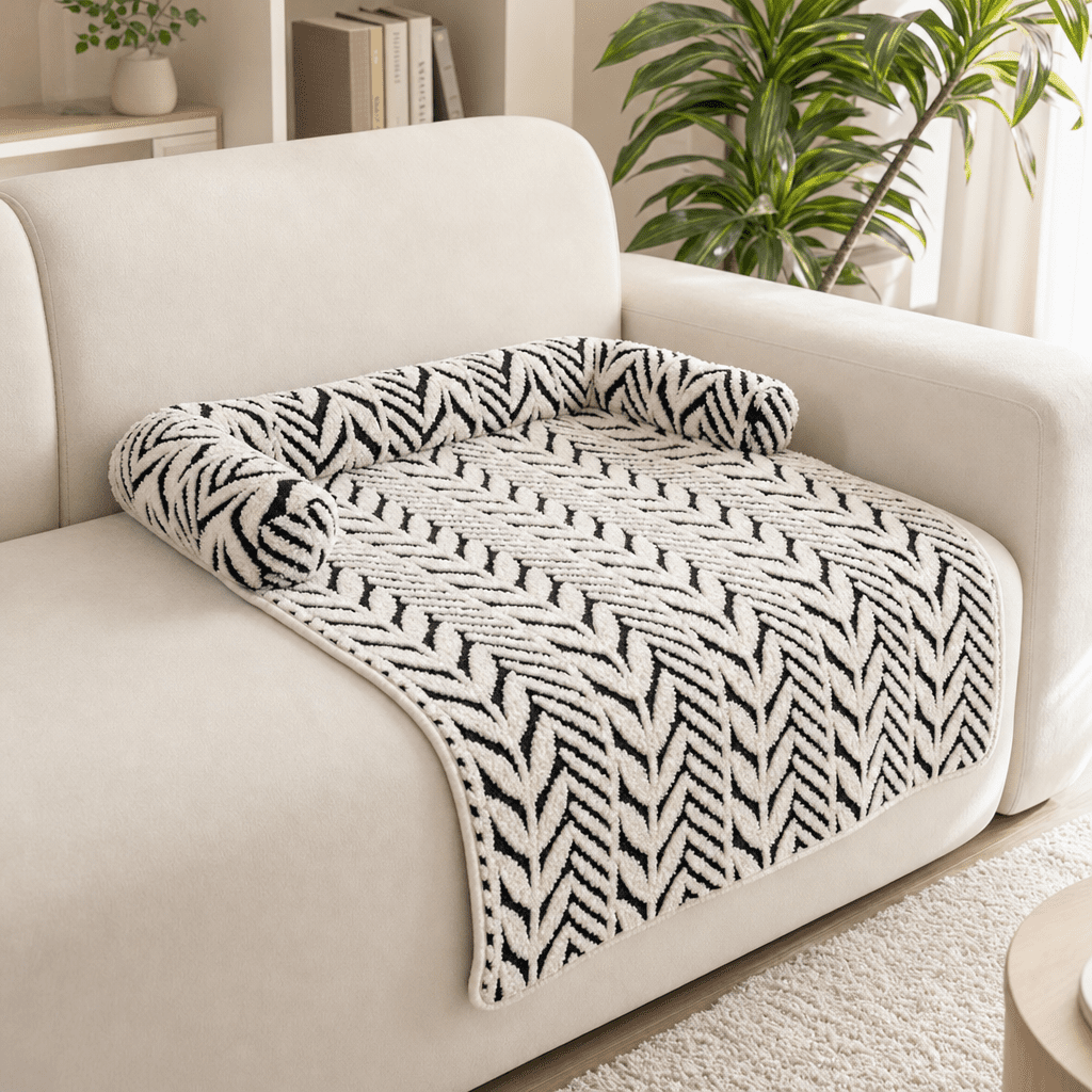Black Plush Pet Bed Mat - 60 x 80 cm Polyester Fibre - Thickened Soft Cushion, Scratch Resistant Surface, Non Slip Base for Cats and Dogs - Image 2